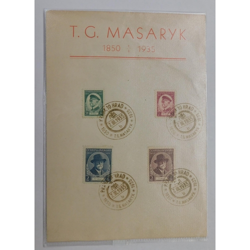 35 - Four - stamp albums - including Czechoslovakian & World stamps