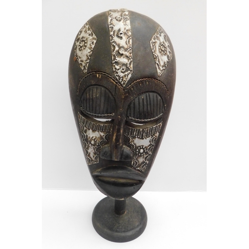 50 - West African - wood & metal/tribal mask  - approx. 17 1/2