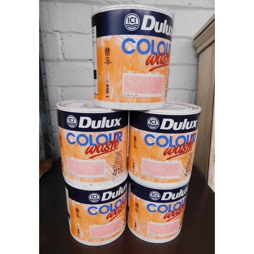 522 - 5x 1L New Dulux colour wash (plum velvet)