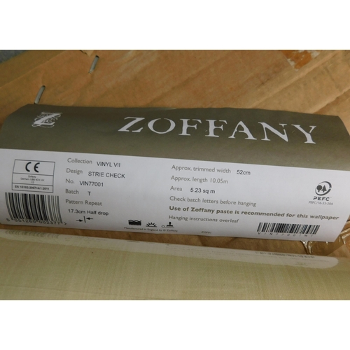 528 - 20+ Rolls of new sealed wallpaper Zoffany vinyl VII pattern strie check