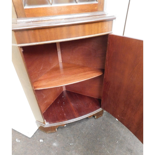 545 - Mahogany corner cabinet with glass fronted top section