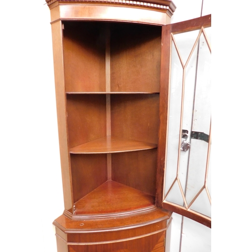 545 - Mahogany corner cabinet with glass fronted top section