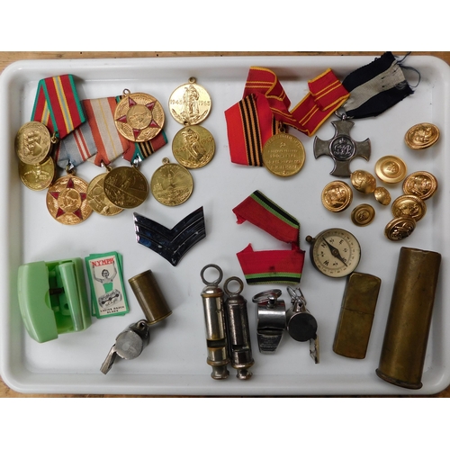 22 - Militaria including - medals/buttons & whistles