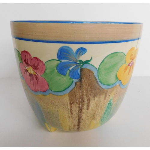 249 - Clarice Cliff/Newport Pottery - hand decorated jardiniere/planter - Pansies pattern - approx. 6 1/2