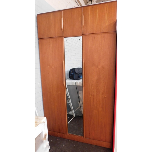 546 - Mid century teak wardrobe with removable top storage section