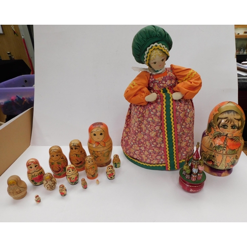 55 - Handmade - Russian doll & wooden nesting dolls