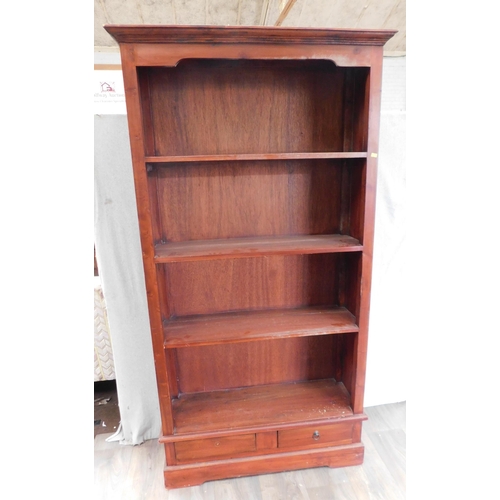 562 - Wooden storage unit; 4 shelves and 2 drawers