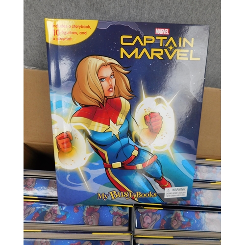 592 - Box of 12 new 'Marvel' Captain Marvel 'My Busy Books' inc storybook, 10x figurines & playmat