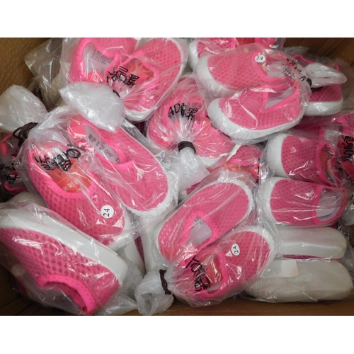 606 - Large box of new & bagged children's pumps (size 24)