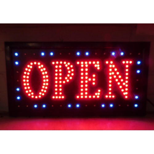 619 - Light up 'Open' sign, flashing edges