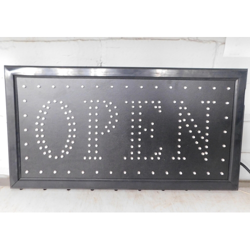 619 - Light up 'Open' sign, flashing edges