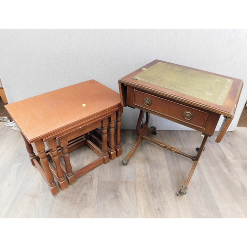 650 - Nest of tables & vintage occasional table on castors