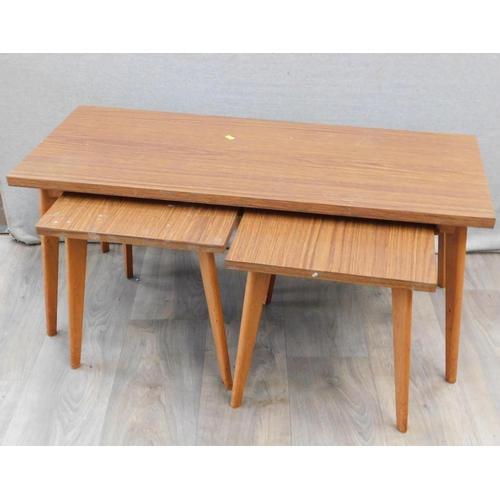 662 - Nest of 3 mid century tables-teak with formica tops