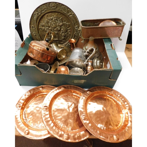 74 - Brass & metal ware - including plaques & chargers