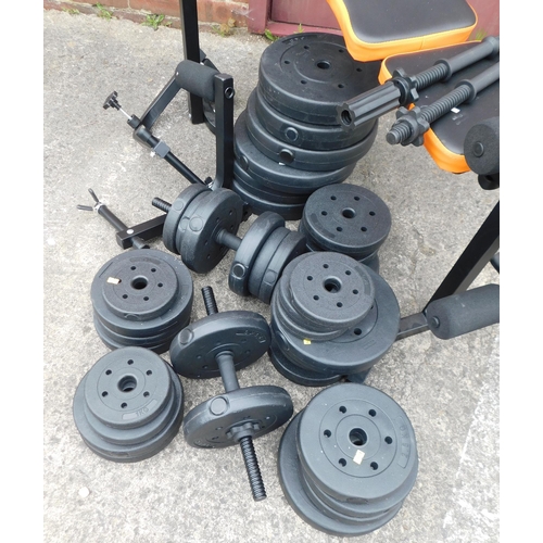 780A - V-Fit weights bench & large selection of weights etc