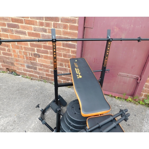 780A - V-Fit weights bench & large selection of weights etc