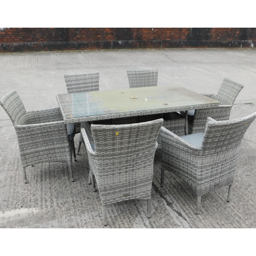 802A - Wicker style garden table & 6 chairs by Harbo of Sweden