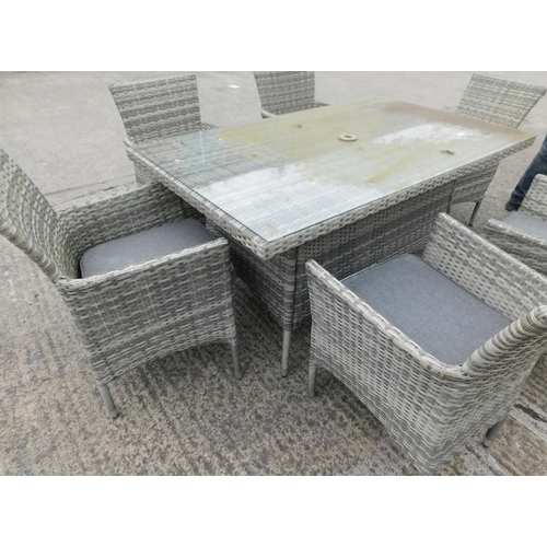 802A - Wicker style garden table & 6 chairs by Harbo of Sweden