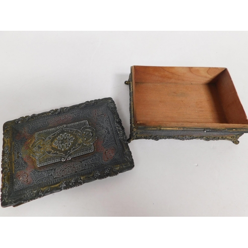 142 - Antique - Bible box - metal & wood