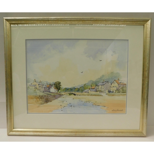 48 - Watercolour & ink/river scene - by local exhibited artist Alan Goodall