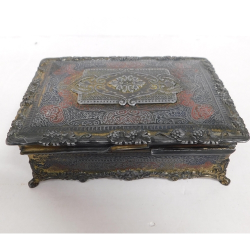 142 - Antique - Bible box - metal & wood