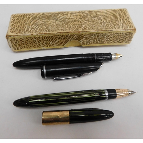 146 - Sheaffer - Lifetime 14k gold nibbed fountain pen - & Platignum fountain pen