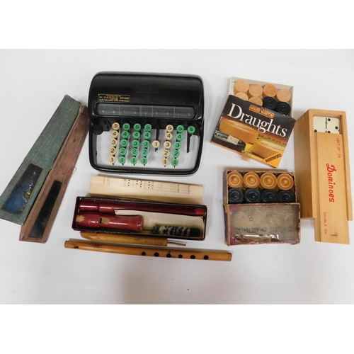 159 - Mixed items including - mechanical calculator/instruments & games