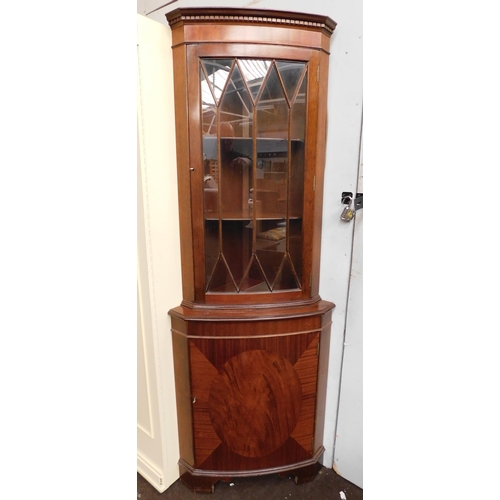 591 - Mahogany corner cabinet with glass fronted top section