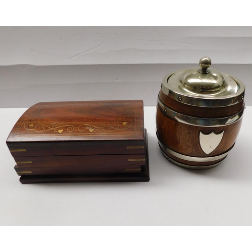 52 - Rosewood - puzzle/jewellery box - & tobacco jar