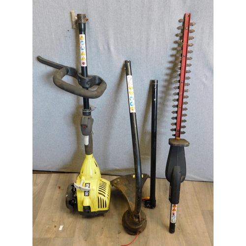 530 - Ryobi petrol tools incl. extension pole, hedge trimmer and strimmer - unchecked