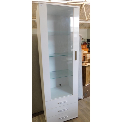 532 - Contemporary/glass and gloss cabinet with light