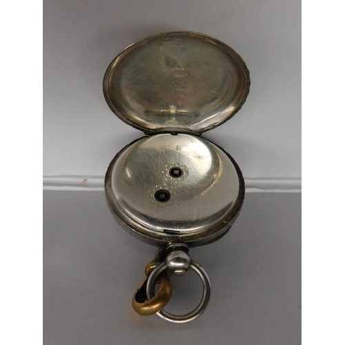 105 - Ladies - silver cased pocket watch - with key W/O