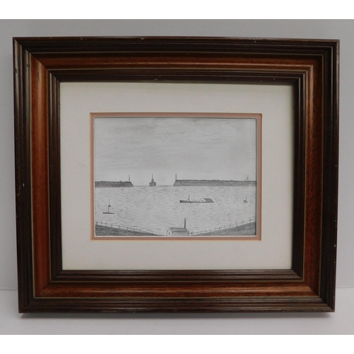 11 - Framed - harbour sketch - no signature