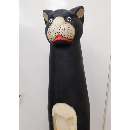 12 - Large - wooden sitting cat - approx 4' tall