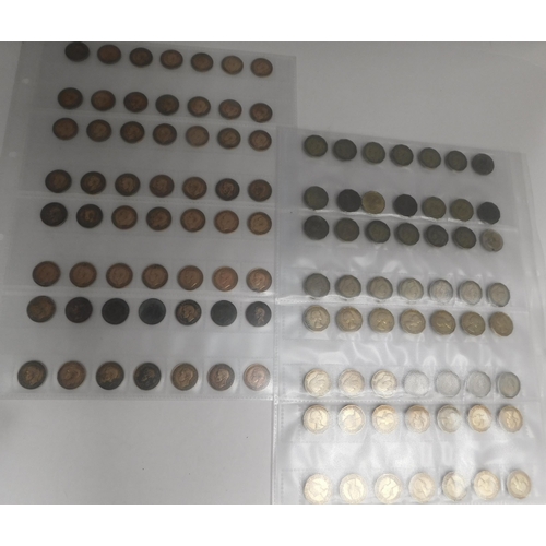 261 - Sheet of 3d coins - & sheet of Farthing coins