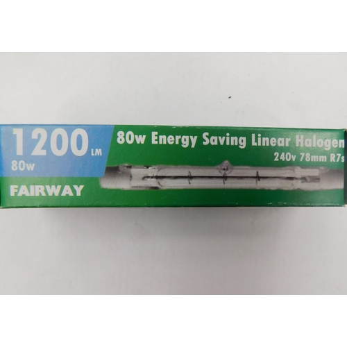 551 - Box of 56 Fairway 1200 80W energy saving Linear halogen bulbs - 240V, 78mm R7s