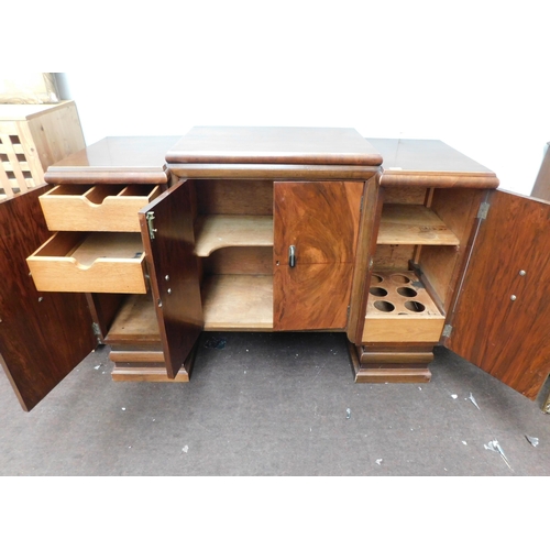 633 - Art Deco sideboard with bakelite handles and lockable doors