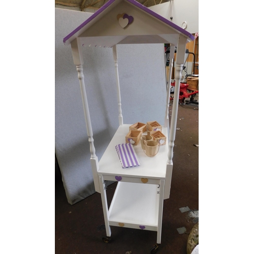 641 - Painted sweet/pudding trolley - comes apart for transportation, approx. 27