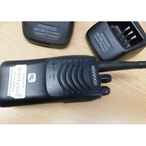 715 - 2 Kenwood digital radios (walkie talkies) and 2 chargers - both W/O Li-on batteries