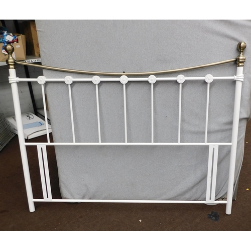 752 - White metal double bed headboard