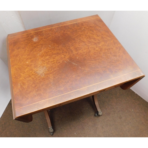 759 - Small drop leaf side table with drawer approx 21.5