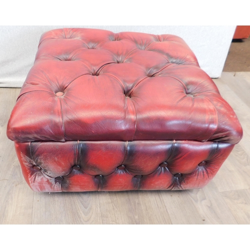 701 - Chesterfield style oxblood storage box/pouffe