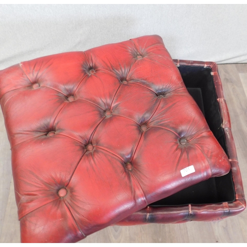 701 - Chesterfield style oxblood storage box/pouffe