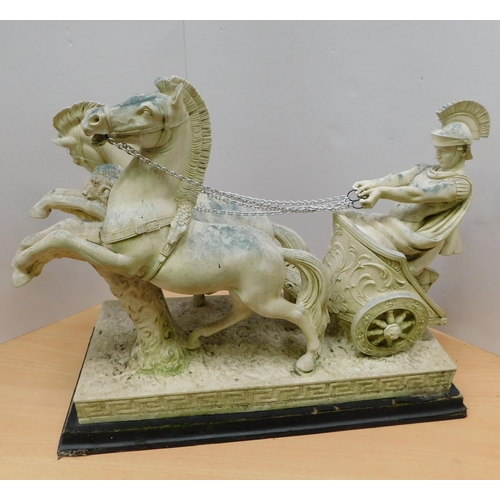 119 - Charioteer - figural group on plinth - approx. 17 x 8 x 13