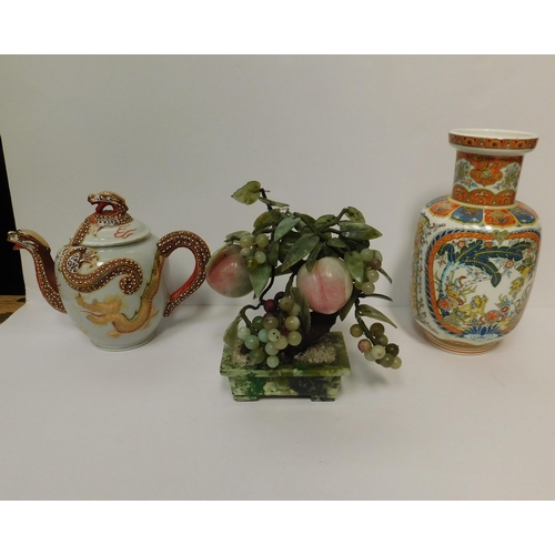 133 - Ceramics & glass including - Oriental vase & teapot