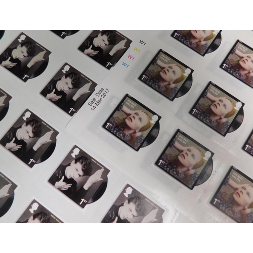 16 - Six - Full sheets of David Bowie - British stamps