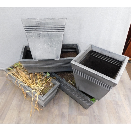 501 - 5x Grey planters-rectangular  & 2 square