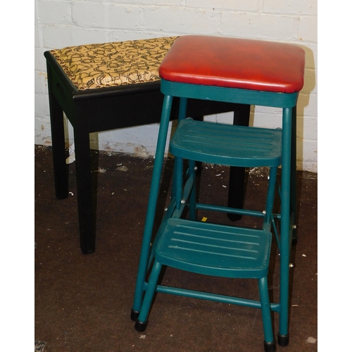 540 - Vintage style hinged stool and step stool