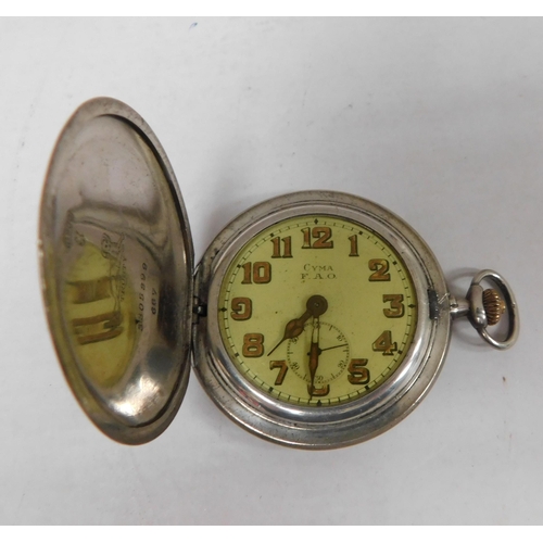 136 - WWII era - 900 silver cased - Cyma pocket watch