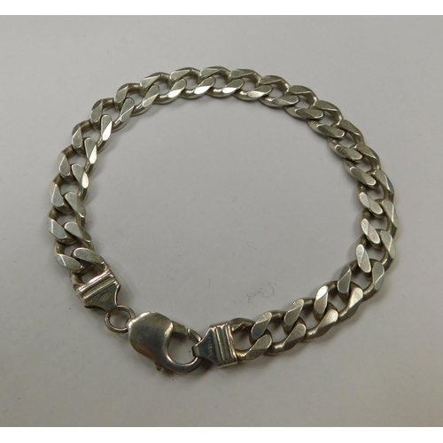 140 - Italian - silver/flat curb link bracelet - 31.6g